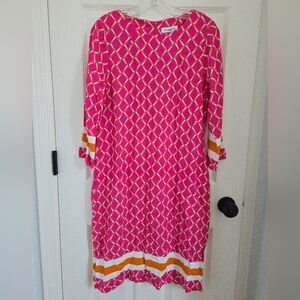 NWT Geometric Louis And Mia Dress- Pink, Orange, Sheath, Sz. 4, 1960s